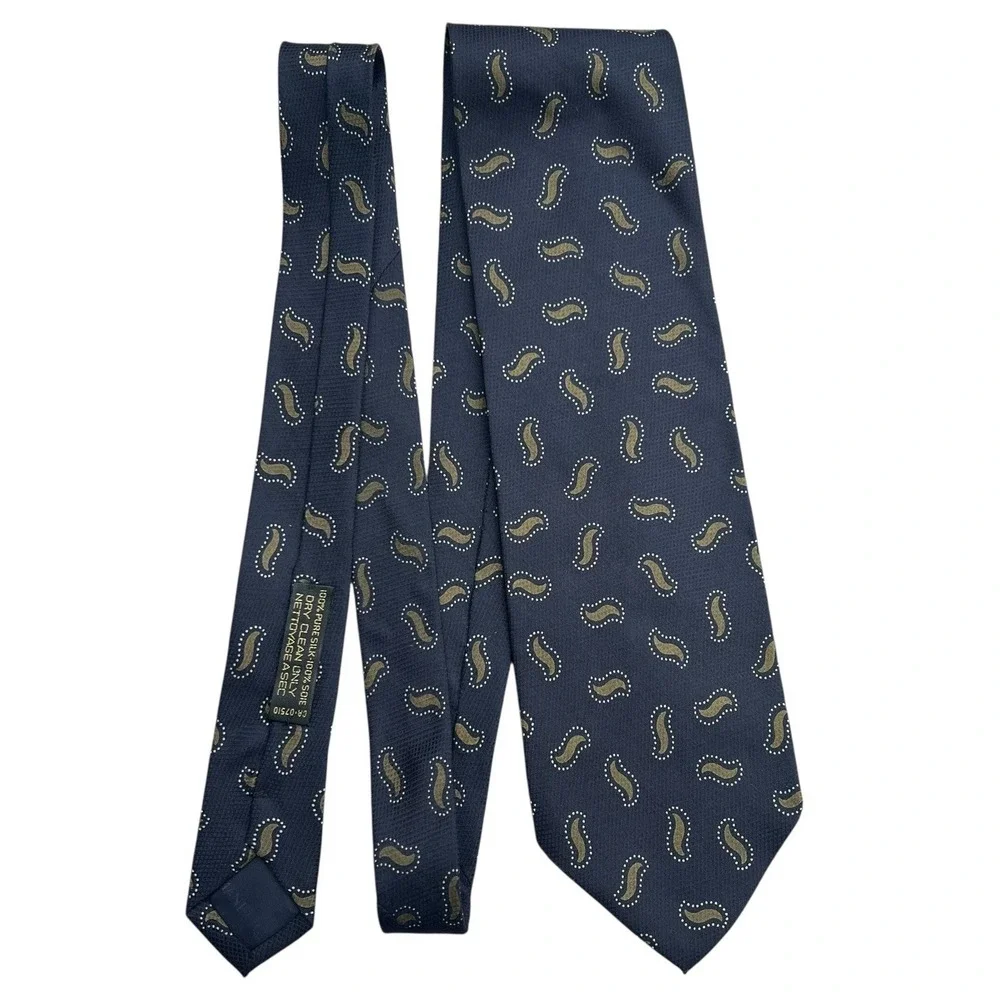Vintage Giorgio Armani Cravatte Tie Black Gold Paisley Made In Italy 100% Silk